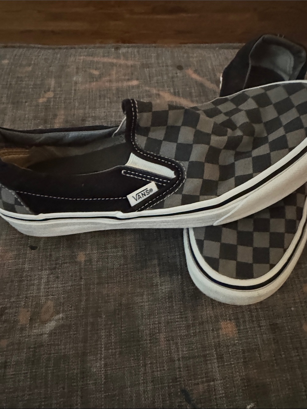 Vans Slip-On Checkerboard Sneakers - Black & Gray - Picture 4 of 7